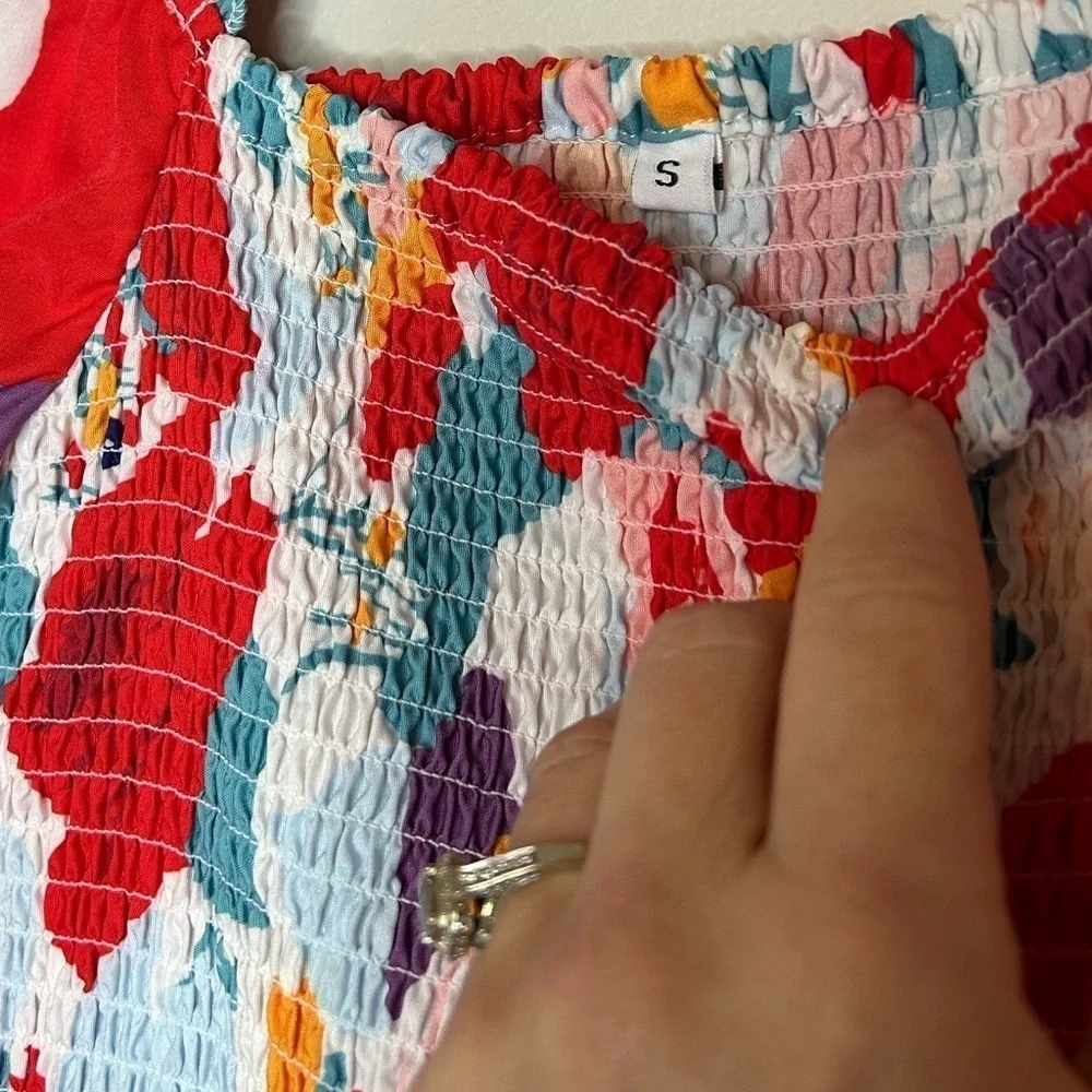 Floral Print Smocked Maxi Dress Size S - Picture 8 of 11